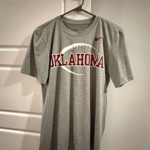 Nike Gray Oklahoma Football Graphic Tee with Dri Fit - Small